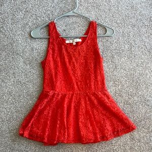 Lovers & friends red peplum lace shirt